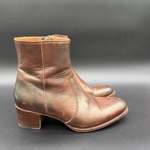 Ann Mashburn Leather Zip Ankle Boots Made In Spain Womens Size EU 39 Brown
